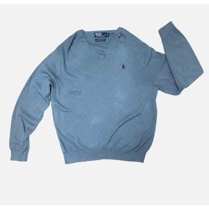 Polo by Ralph Lauren V-Neck 100% Pima Cotton Green Pullover Sweater Men's Size X